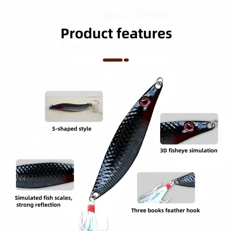 Placa de hierro flash en forma de pez, color aleteo, aleteo, caída, tiro lejano, bajo, tira blanca, juego de señuelos - imagen 5