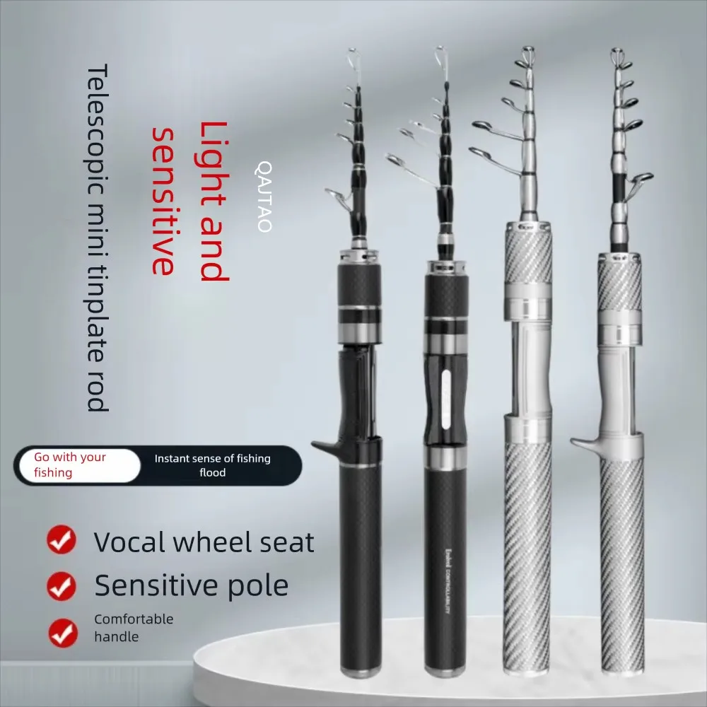 Juego completo de caña de pescar telescópica UL, caña fundida, combinación de carrete de pesca fundido, juego de caña de pescar ultracorta
