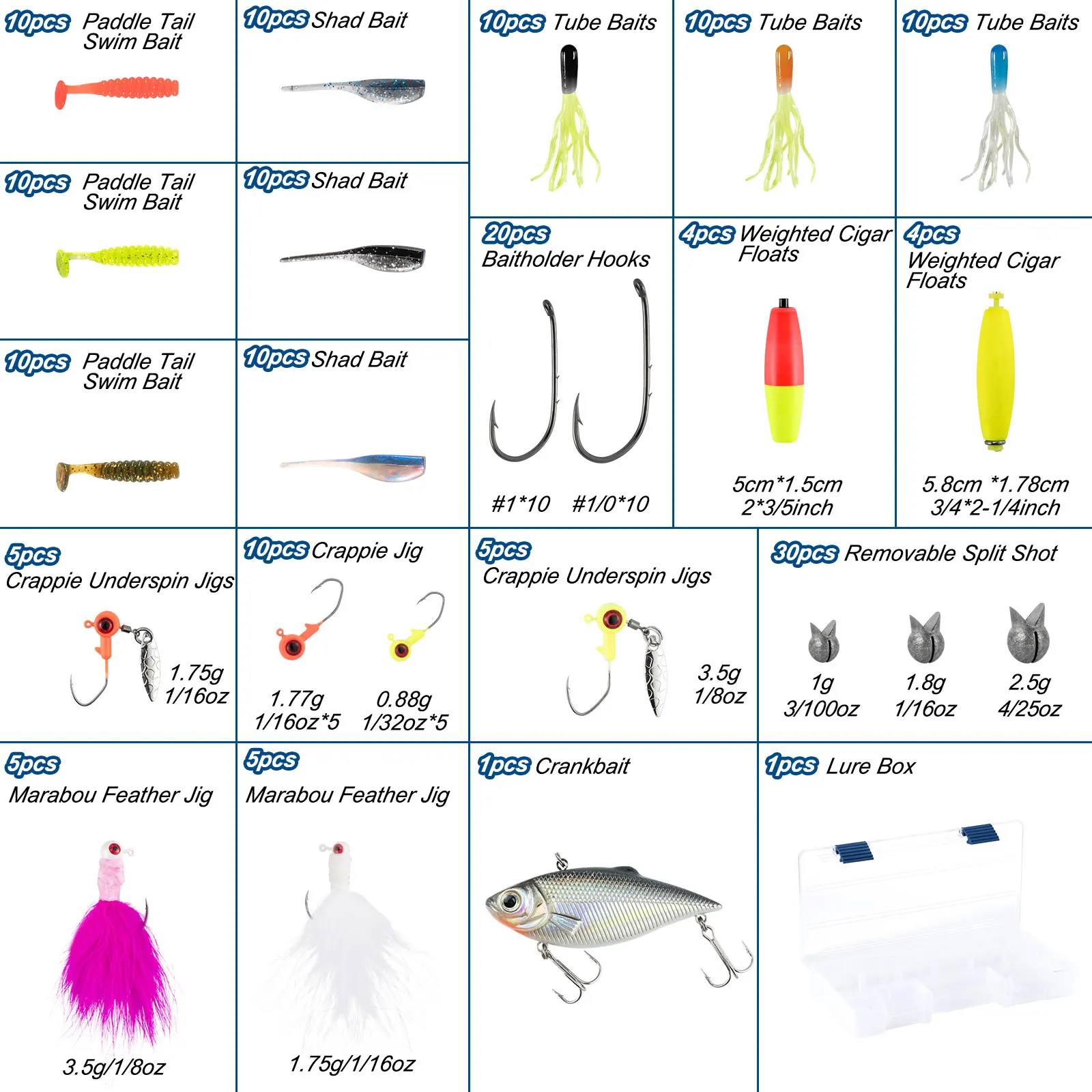 Kit señuelos pesca con jig head, vinilos y plomada para lubina y trucha - imagen 3