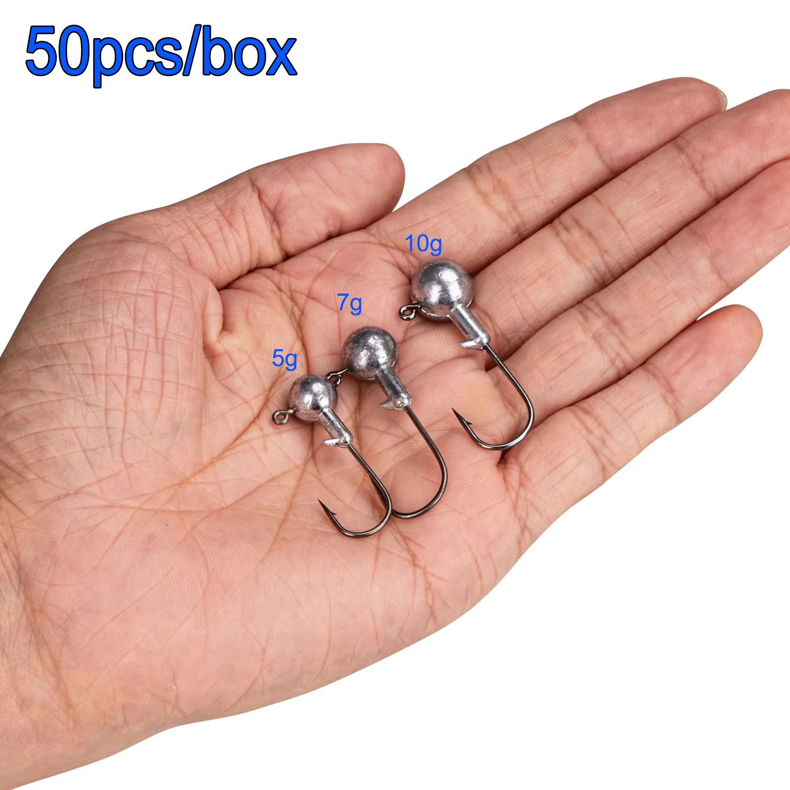 THKFISH 50 Uds anzuelos de cabeza de plomo 5g 7g 10g anzuelos de cabeza de plantilla para señuelo suave anzuelos de manivela de acero inoxidable para pesca de carpa lubina - imagen 2