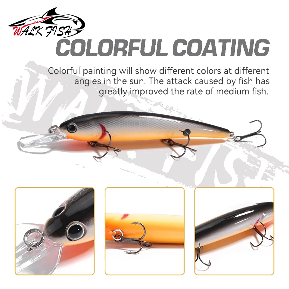 WALK FISH-señuelo de pesca flotante, cebo duro de 120mm, 17g, 3 ganchos, Wobbler, Jerkbait - imagen 4