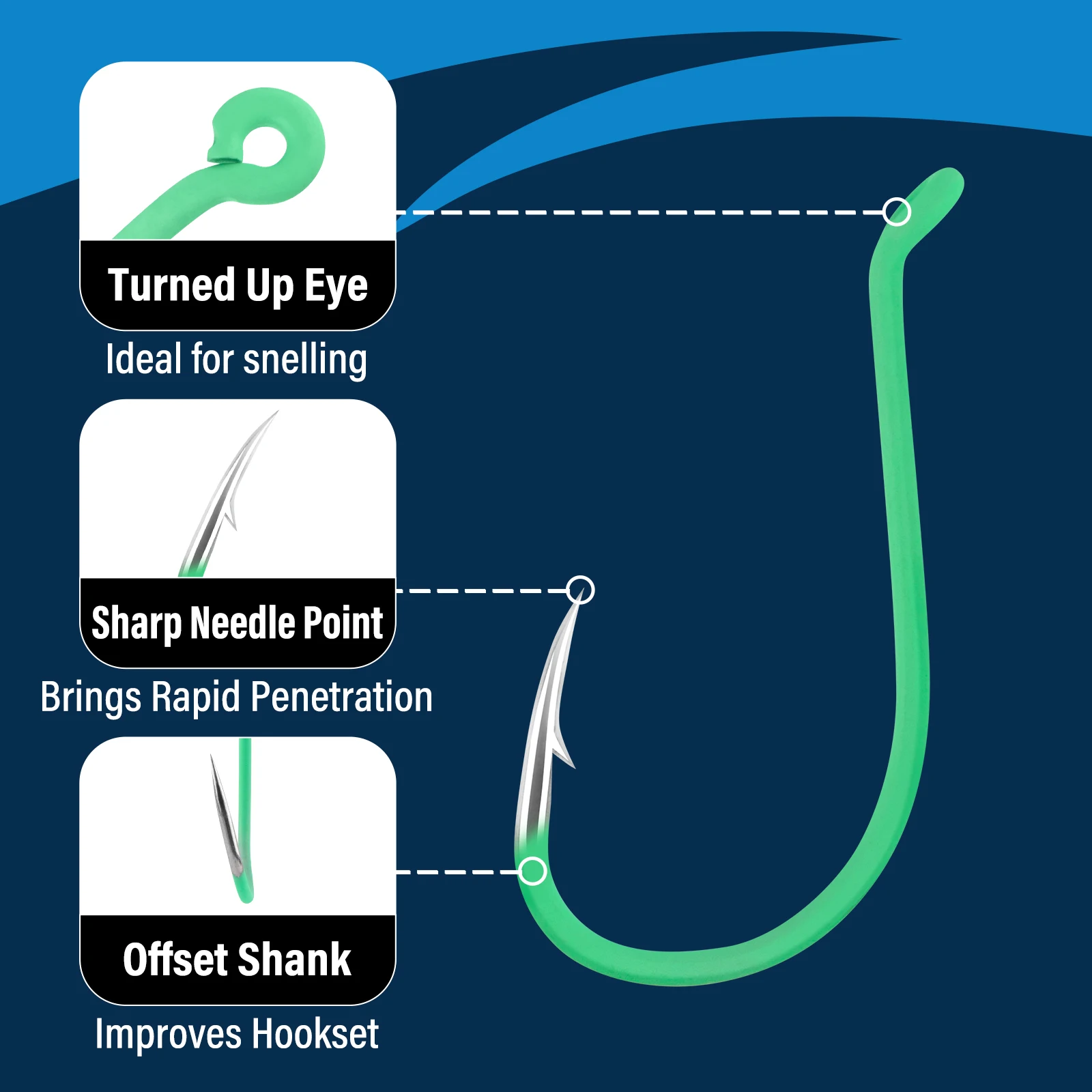 30 ganchos de pulpo. # 10- # Ganchos circulares de pico compensados 10/0 para agua salada, agua dulce, acero rico en carbono, bagre, bajo, atún, pargo - imagen 4