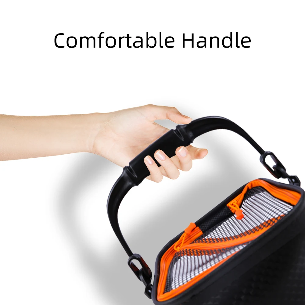 MIFINE-cubo de pesca plegable de gran capacidad, 12L, con mango ergonómico, portátil, impermeable, caja de pescado, accesorios de pesca - imagen 3