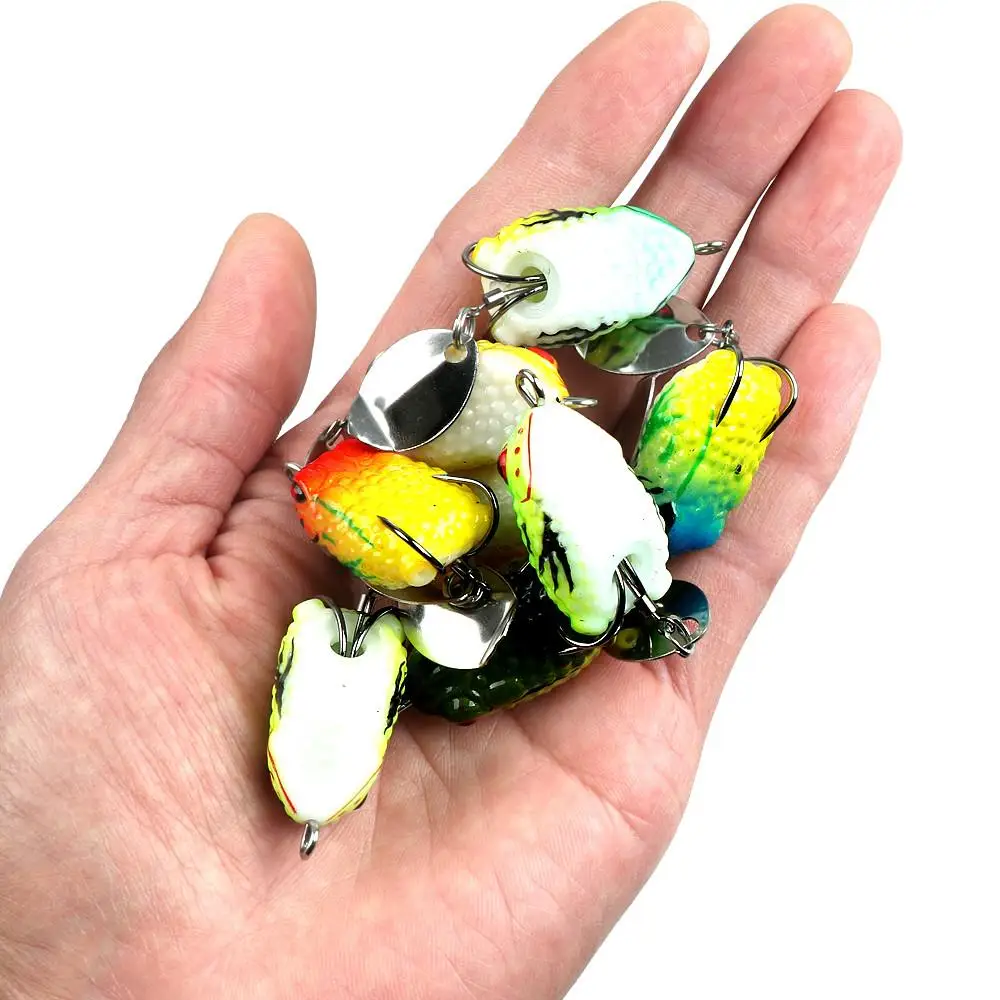 Señuelo de pesca 3cm/4,2g rana suave Mini señuelo suave anzuelos dobles cebo Artificial de rana de rayos de agua superiores - imagen 4