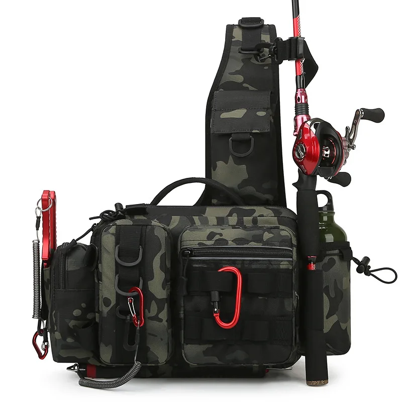Mochila de pesca para hombre, bolso de un solo hombro para caña de pescar, estuche para carrete de pesca, bolsa de almacenamiento, bolsas de hombro de viaje - imagen 3