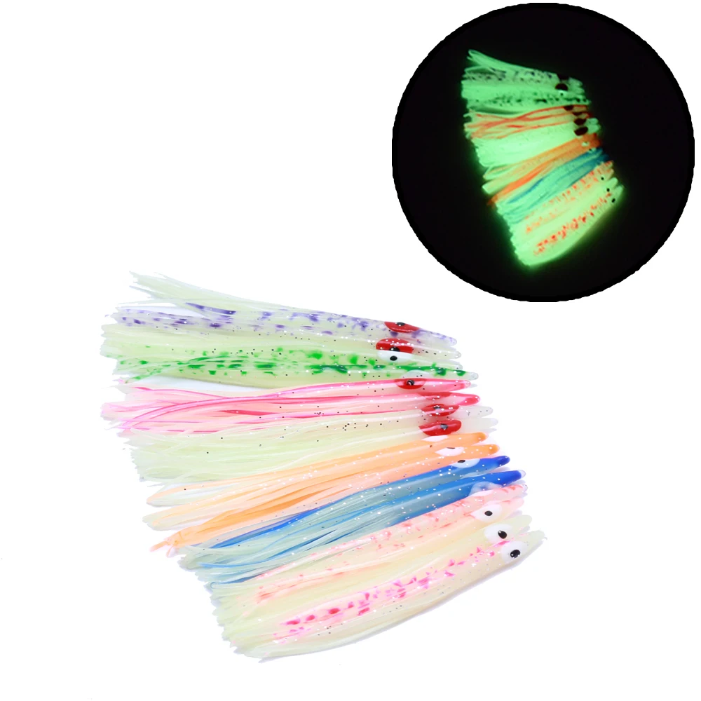 10 cebos blandos de calamar luminoso, nueva falda de calamar de 8cm, cebo falso luminoso fuerte, accesorios de pesca en el mar, suministros de pesca - imagen 3