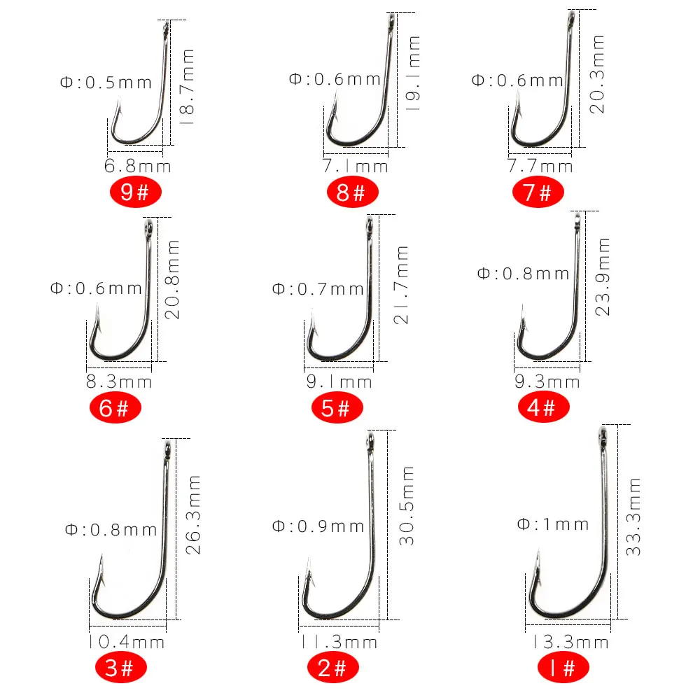 ICERIO 50 Uds. Ganchos de plantilla O'shaughnessy de acero rico en carbono/gancho anillado de Kirby marino Señuelos de pesca de agua salada anzuelos de atado 9 # ~6/0 # - imagen 2