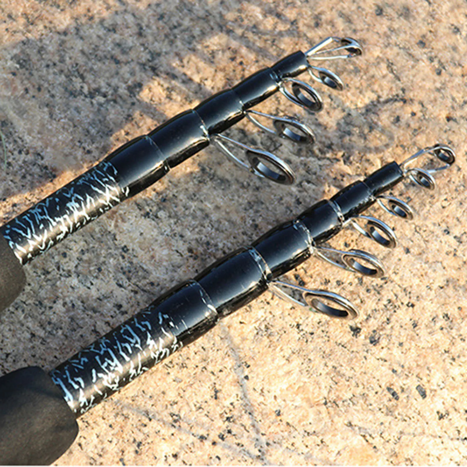 Caña de pescar telescópica portátil con diseño de anillos guía de cerámica lisa, accesorios necesarios para pesca de 1,35 m/1,5 m/1,8 m/2,1 m - imagen 2