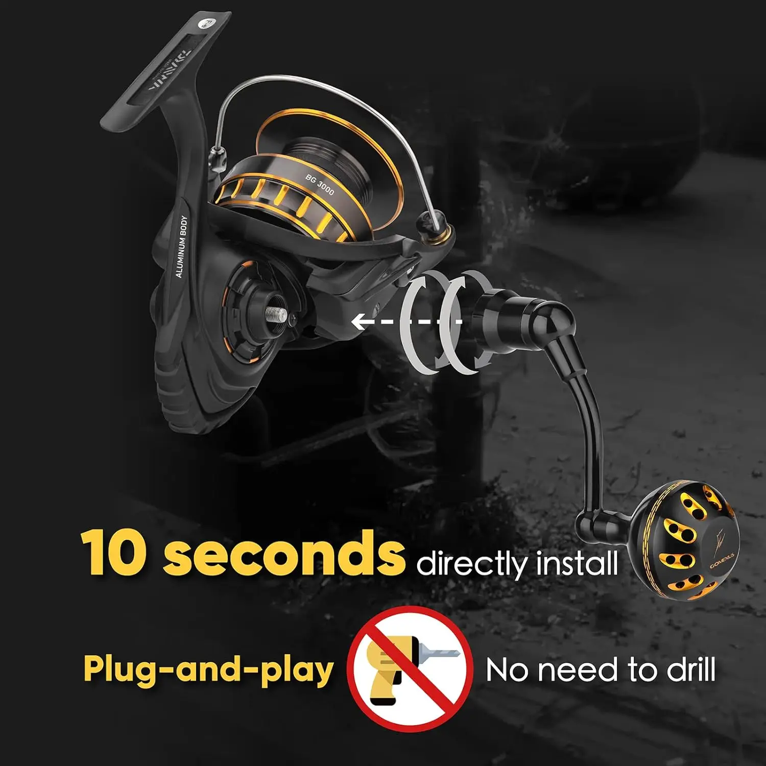 Mango de alimentación GOMEXUS Plug and Play para carrete de agua salada Daiwa BG 4500-8000 75 mm 87 mm (elija la opción para diferentes tamaños) - imagen 5