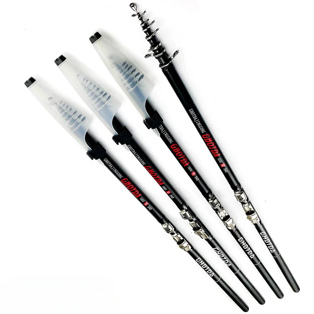 Caña de pescar telescópica GHOTDA, 2,7/3,6/4,5/5,4/6,3 M, caña de carpa portátil ultraligera, caña de pescar de mar, caña giratoria para surf - imagen 3