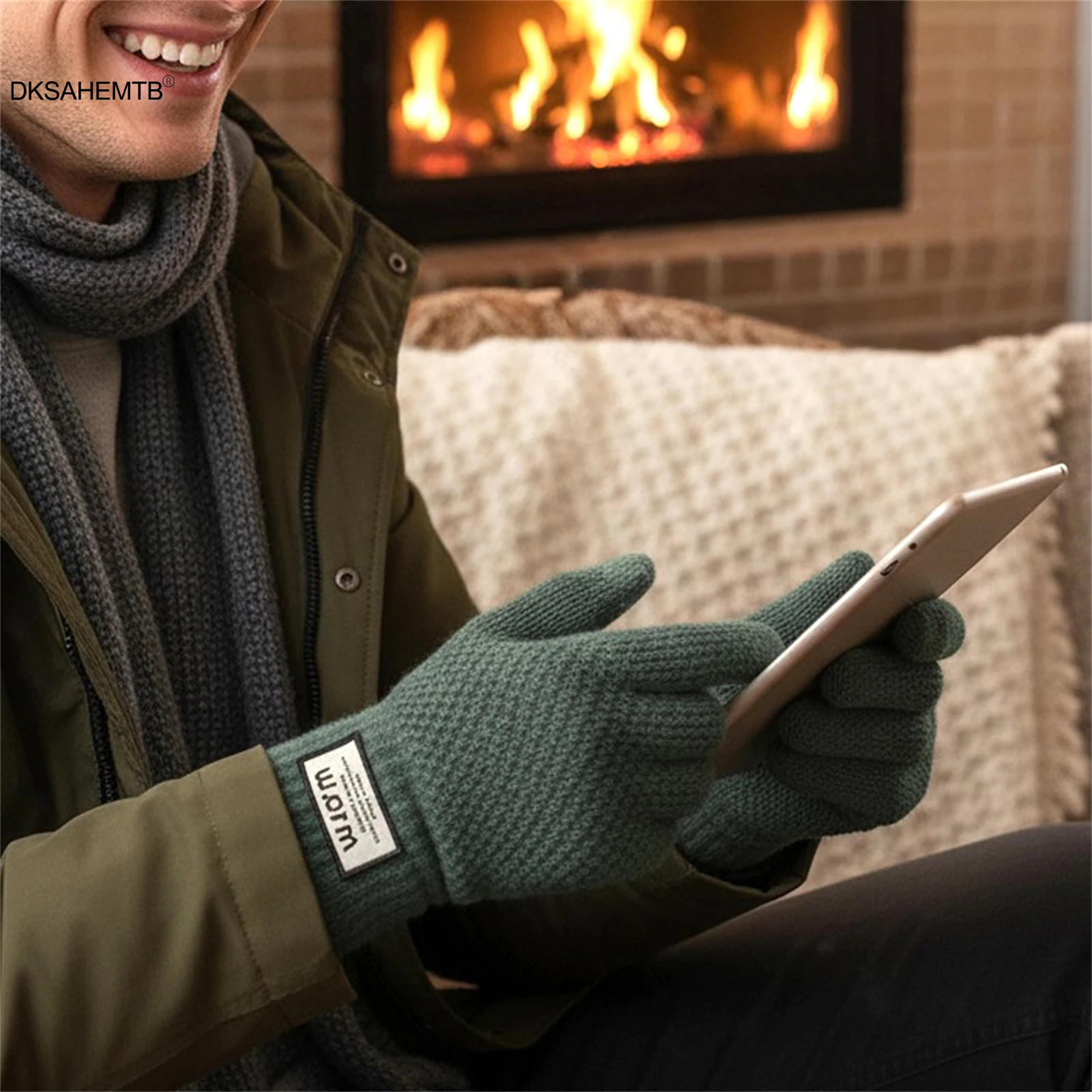 Guantes deportivos de invierno para hombre, resistentes al viento, de felpa gruesa, con dedos completos, para ciclismo, Camping, viajes, pantalla táctil, mitones antideslizantes - imagen 2