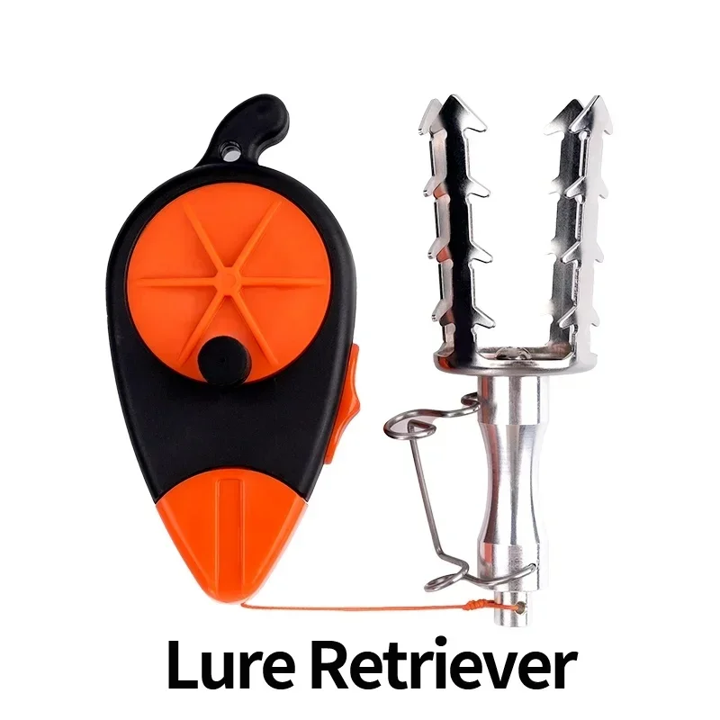 Recuperador de señuelos de acero inoxidable con línea de PE de 60m, fuerza de tracción de 132LB, pinza de cebo, señuelos de peces atascos, buscador de cebo, herramientas de pesca