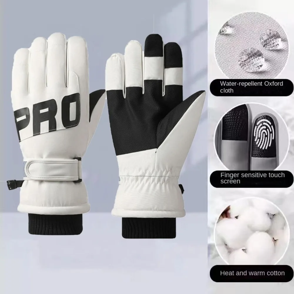 Guantes de esquí con pantalla táctil de alta calidad, guantes de ciclismo antideslizantes de felpa de poliéster, guantes de montar impermeables para exteriores - imagen 2
