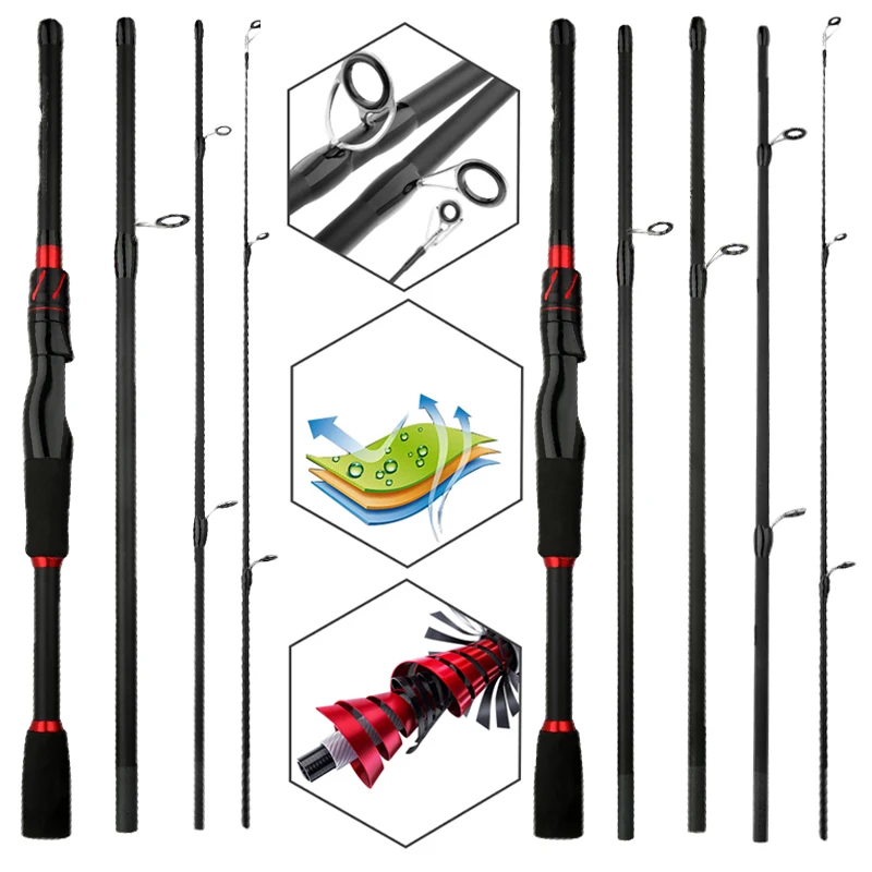 Caña de pescar con señuelo de fibra de carbono ultraligera, mango ergonómico de acción rápida giratoria para agua salada y dulce Compatible - imagen 3