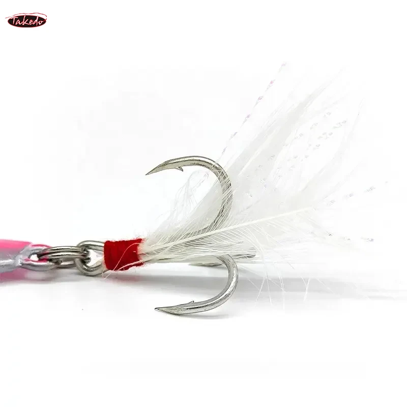 TAKEDO HG01 7g 10g 15g 20g señuelo de Jigging pesca en agua salada plantilla lenta de Metal plantilla de calamar dos ganchos - imagen 4