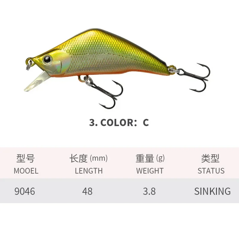 Mini Señuelo de Pesca de pececillo que se hunde, cebos duros de plástico para trucha Artificial Isca, 3,8g, 48mm, Pesca para lubina, perca, aparejos de Pesca - imagen 5