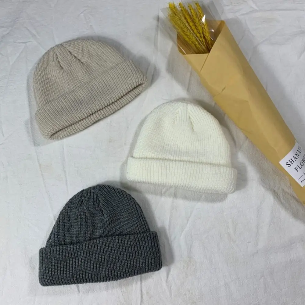 Gorros de punto de estilo coreano a la moda, gorro corto de Hip Hop con bridas, gorros de pescador cálidos para otoño e invierno - imagen 3