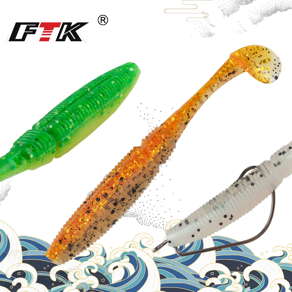 FTK-SEÑUELOS blandos de cola en T para pesca, cebos artificiales de gusanos de silicona, Jigging Wobblers de 8,5 cm, Swimbaits para aparejos de carpa y lubina, 1 piezas - imagen 2