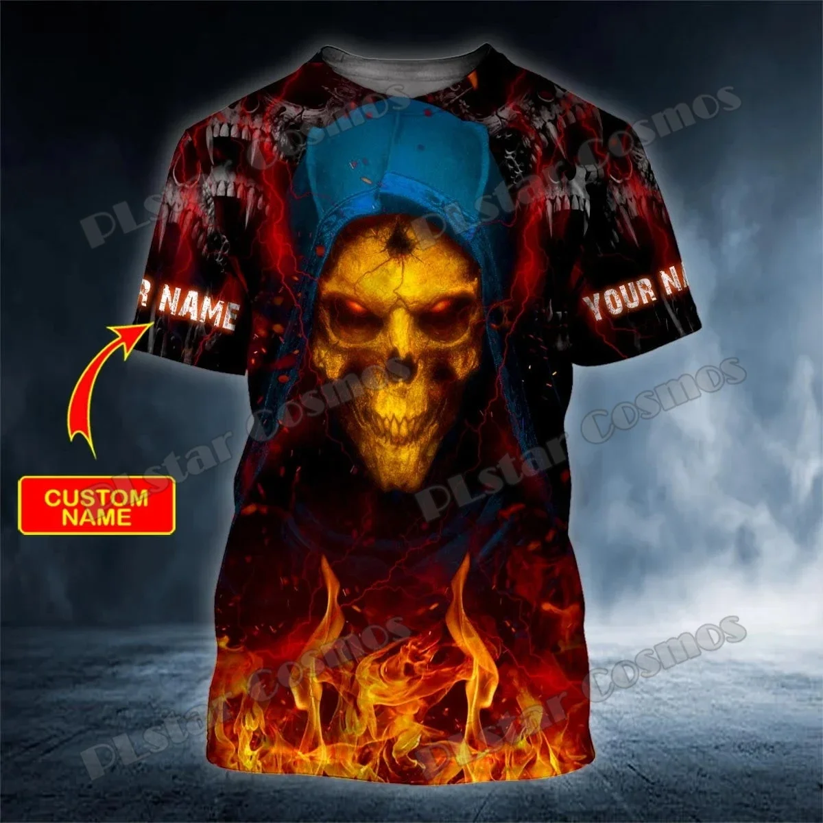 Grim Reaper Chess Death Skull nombre personalizado 3D impreso camiseta de moda para hombres verano Unisex pantalón corto Casual camiseta de manga TX313 - imagen 2