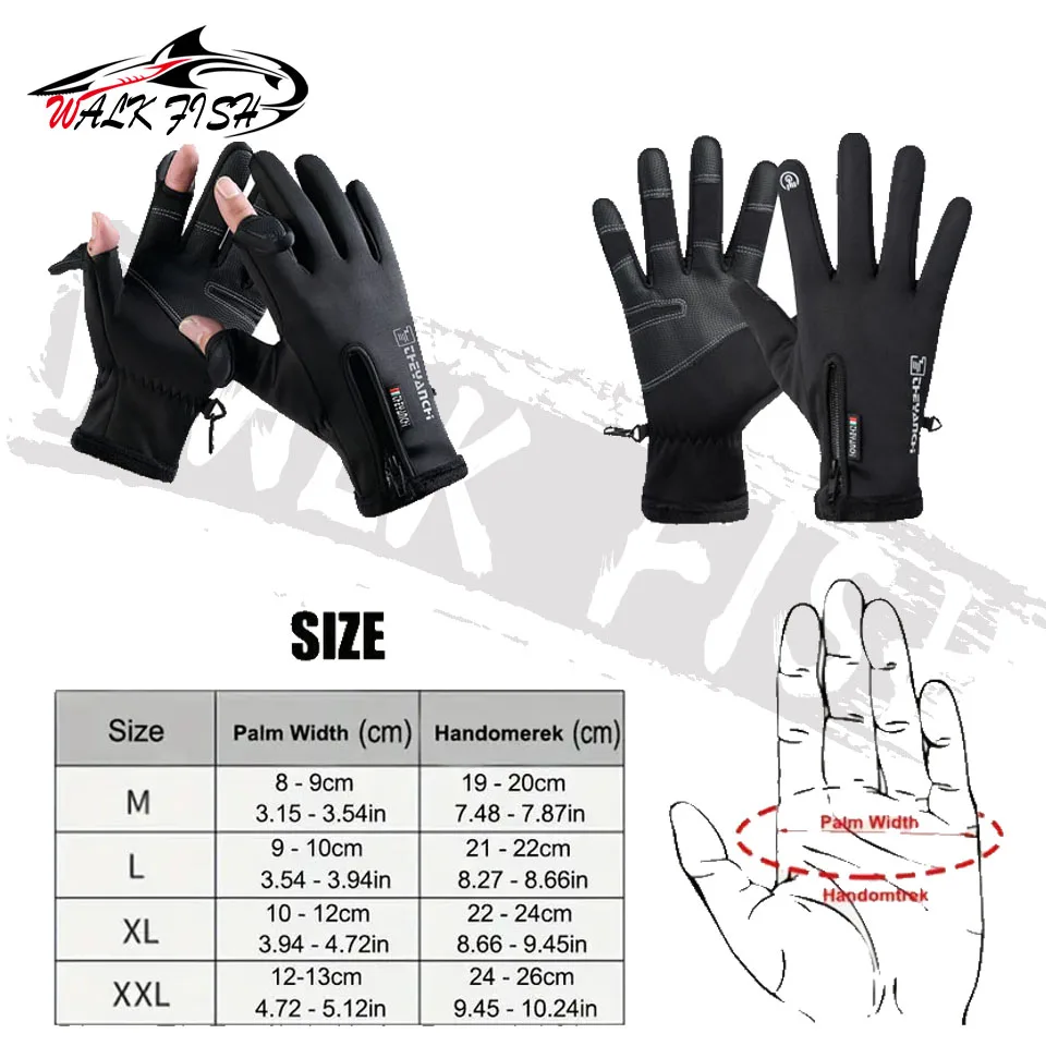 WALK FISH-guantes de pesca de invierno para hombre y mujer, resistentes al viento, repelentes al agua, antideslizantes, con pantalla táctil, para conducir en clima frío - imagen 5