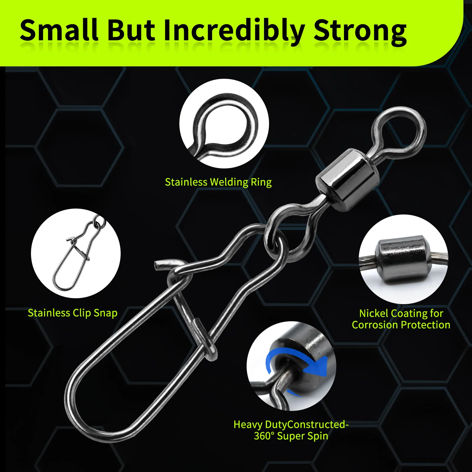 Duo-lock Snap giratorios 50 ~ 200 Uds pesca giratoria Snap latón inoxidable pesca en agua salada barril rodante conectores giratorios aparejos - imagen 2