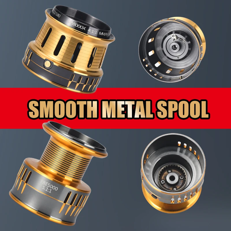Carrete de lagarto con cuerpo de metal, carrete de pesca grande de larga distancia, tanto de agua salada como de agua dulce, carretes giratorios universales - imagen 4