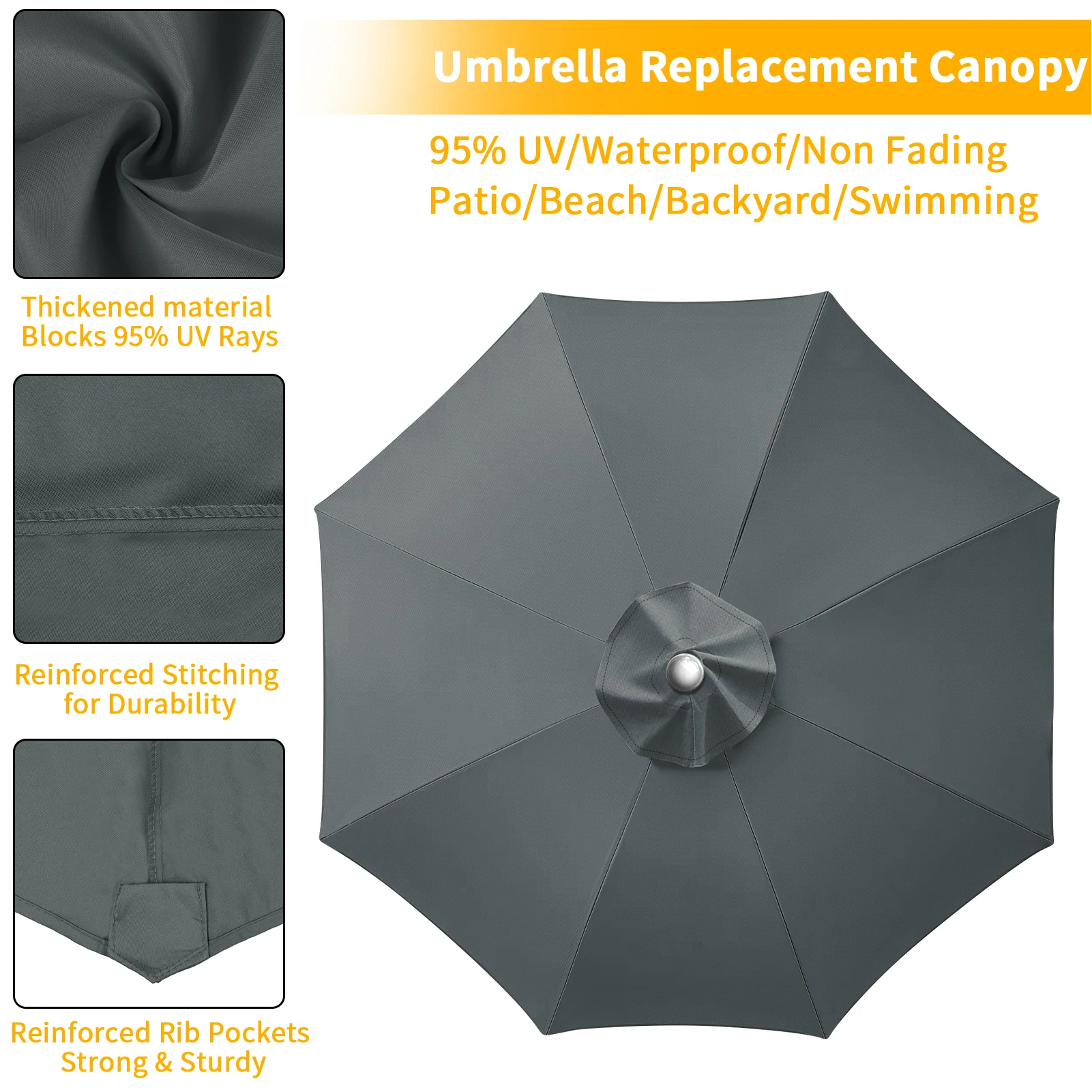 Reemplazo de dosel de sombrilla de Patio, 6/8 pliegues, 2/2, 5/2, 7/3M, protección UV, impermeable, sombrilla de jardín, cubierta de lluvia, reemplazo - imagen 4