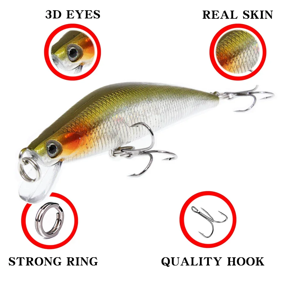 LEOSPORT-SEÑUELOS de pesca para pececillos, 1 piezas, anzuelos Crankbait, aparejos de manivela, 7,5 cm/8g - imagen 3