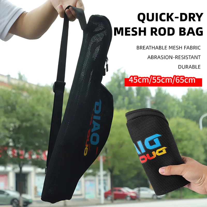 Bolsa de caña de pescar portátil, ligera, 45/55/65cm, bolsa de almacenamiento de equipo de aparejos de pesca, bolso de hombro plegable ultraligero para caña de mar