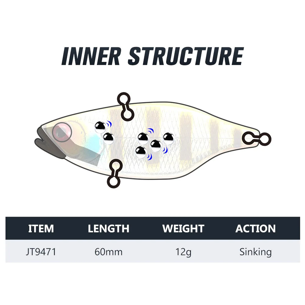 Hundimiento Vibration-X Vib Lipless Crankbait 6cm 12g, Señuelos de Pesca de ratán VIB, cebo duro para Lucio, salmón, pesca en hielo de invierno - imagen 5