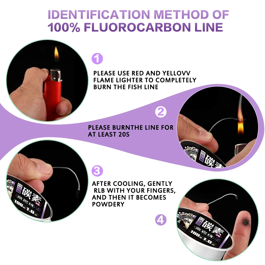 ZUKIBO Japón fluorocabon 100% línea de pesca de fluorocarbono FC línea líder de choque Invisible Multicolor línea de señuelo líder de fluorocarbono - imagen 3