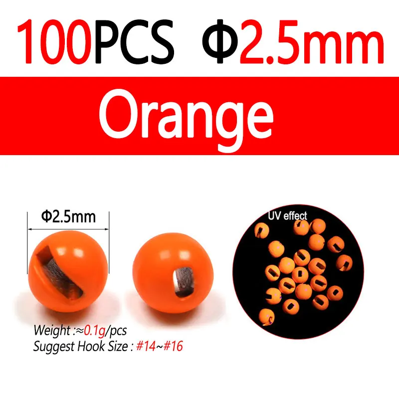 100pc 2.5mm Orange