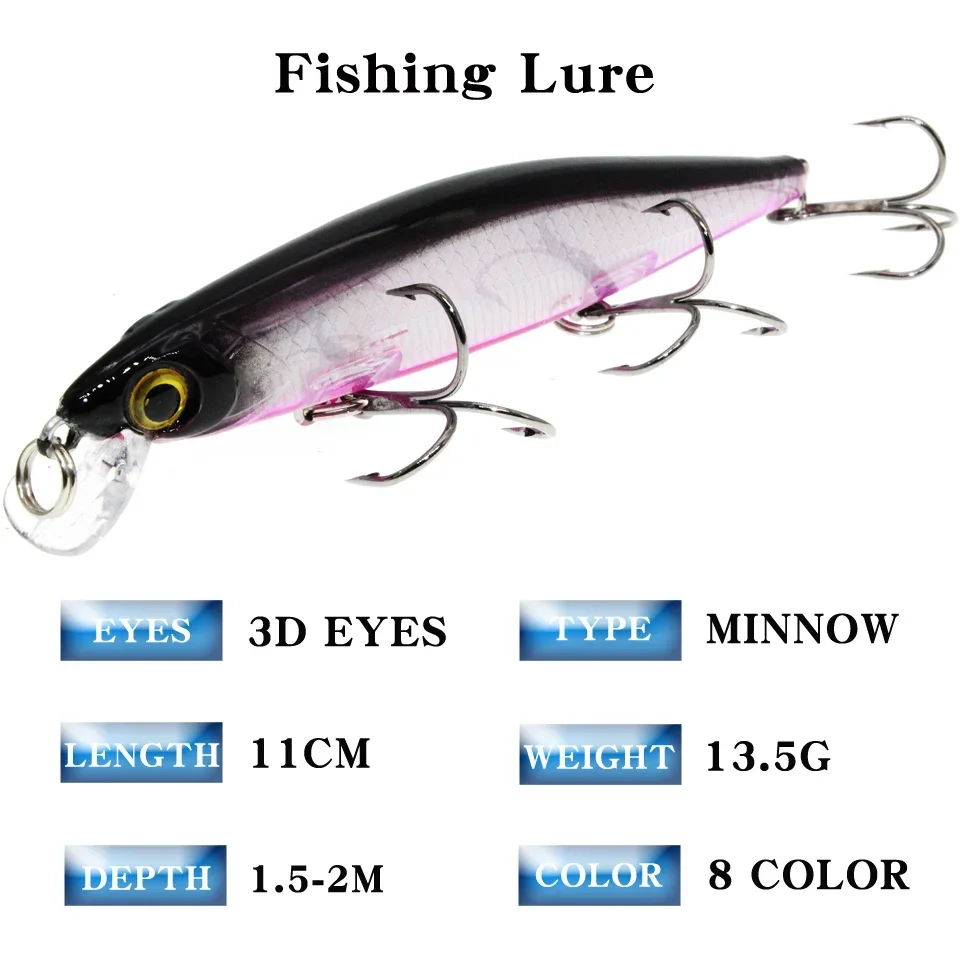 Señuelos de Pesca de 11cm/13,5g, cebo duro de alta calidad, Crankbait, Wobbler, aparejos de pesca, Leurre Peche para Lucio - imagen 3