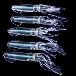 5 uds cebo luminoso de pulpo 10cm/8g cebo de calamar suave Gel de sílice Artificial señuelos de calamar biónicos para pesca en el mar trucha lubina