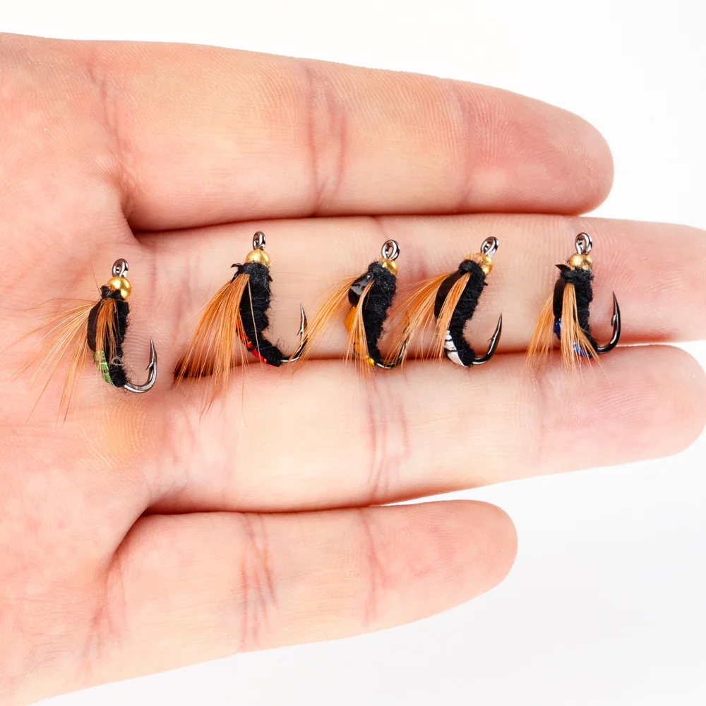 10 Uds. Cebo Artificial para insectos, señuelo biónico para moscas, anzuelo, Kit de moscas para pesca con mosca, serpentinas de ninfa húmeda y seca, señuelo para pesca de trucha y lubina - imagen 4