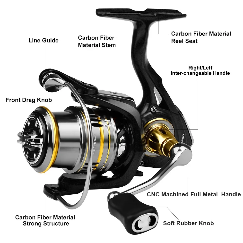 Carrete de pesca giratorio de CBR1500-3500, arrastre máximo de 7kg, 5,2: 1, carrete de Metal de alta velocidad, accesorios de pesca de carpa - imagen 3