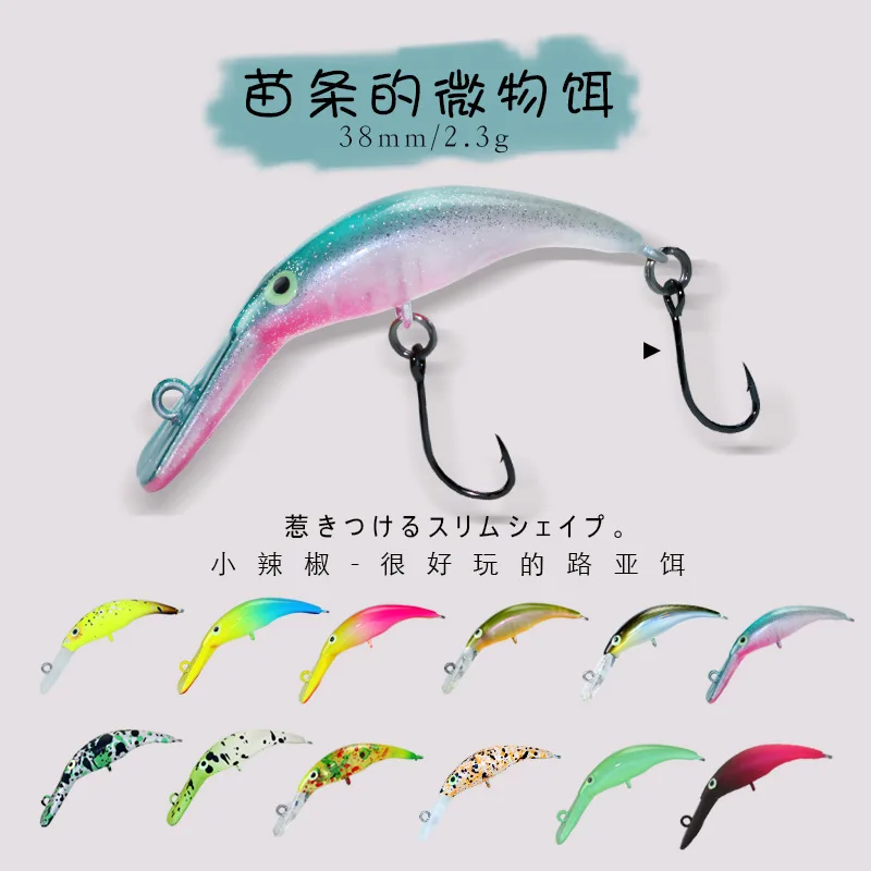 Señuelo de pesca de pececillo que se hunde, 38mm, 2,3g, con 2 anzuelos de pesca, Wobblers artificiales, cebo duro, cebos de plástico, 1 ud. - imagen 3