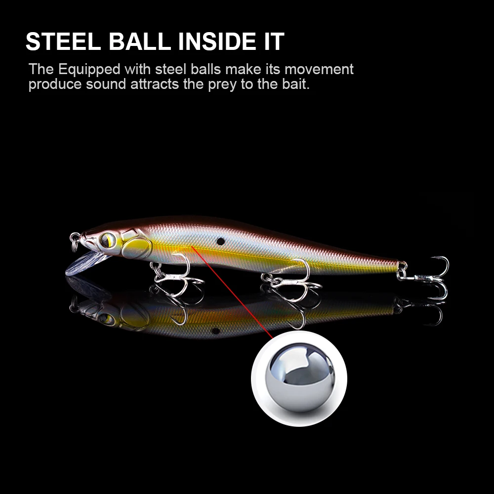 Hanlin-señuelo de plástico duro para pesca, cebo Artificial para buzo poco profundo, Swimbaits Minnow, 12cm, 13,5g, 3 unidades por juego - imagen 5