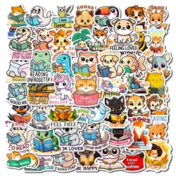 56 Uds lindo Animal amor lectura libros pegatinas DIY teléfono guitarra portátil maleta taza pegatinas impermeables