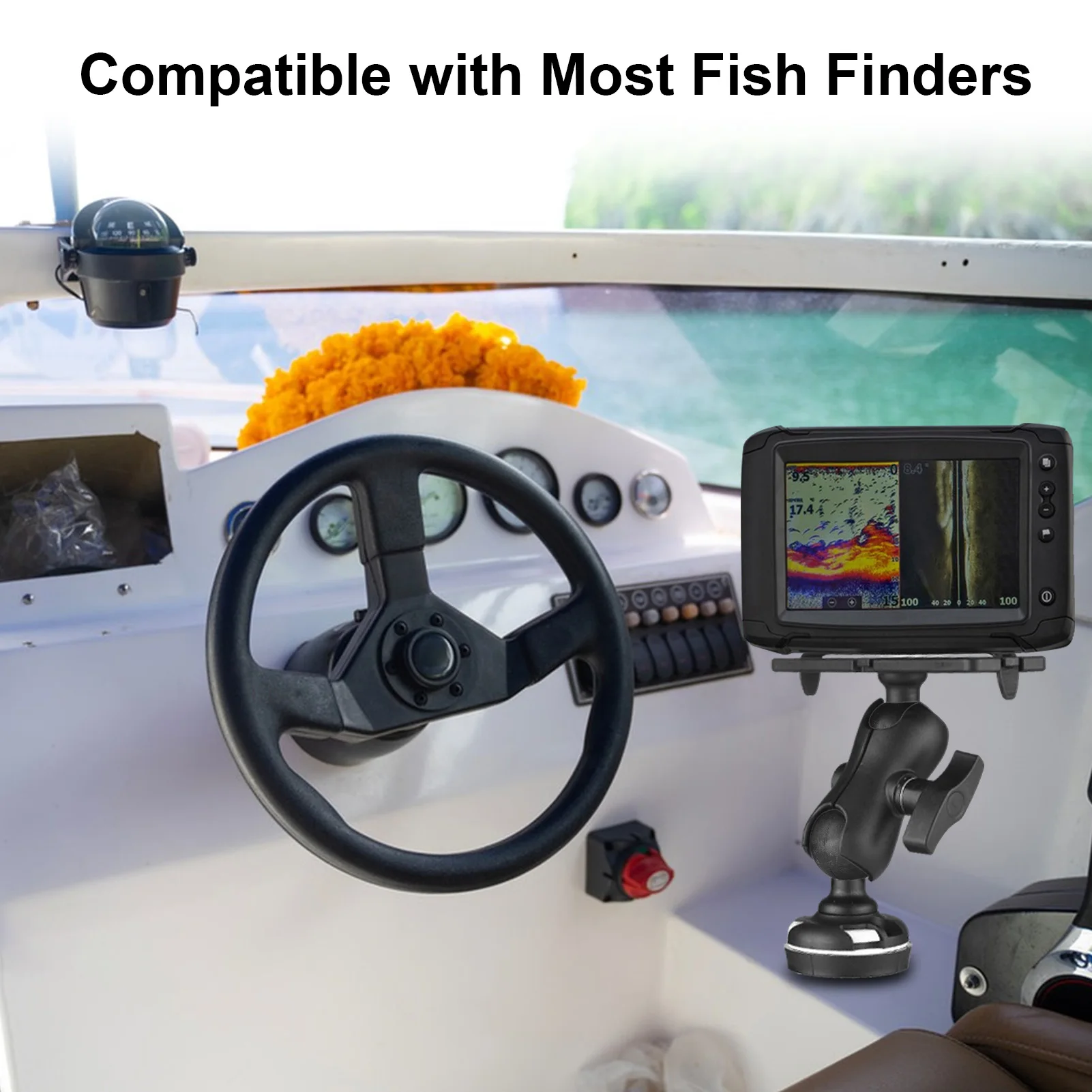 Soporte para buscador de peces con Base Rectangular, sistema de instalación de riel de Kayak ajustable, accesorios de pesca - imagen 3