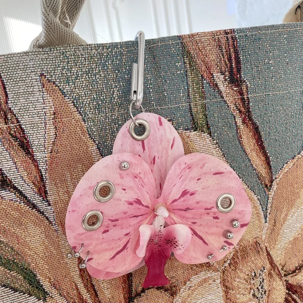 LLavero de lirio de orquídeas y flores de simulación a la moda, regalos, decoración para mochila, colgante de bolso de flores, llavero de orquídeas y mariposas coloridas - imagen 5