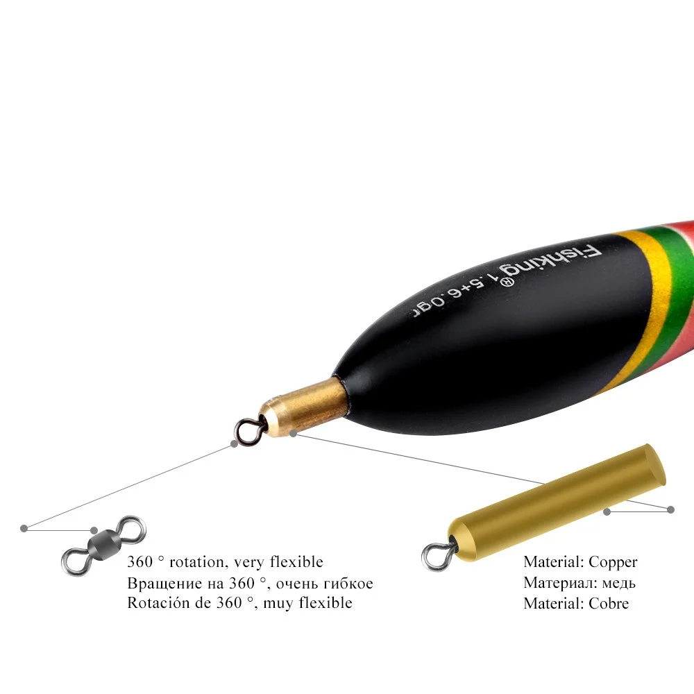 FTK 5 unids/lote Barguzinsky Fir Bobber flotador de pesca tamaño mixto 20,8 cm-23,5 cm cobre océano roca boya para aparejos de pesca de carpa - imagen 5