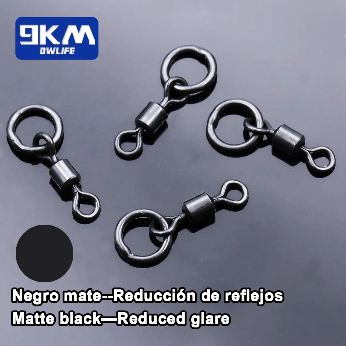 Giratorio de pesca de carpa de 9KM, 30 ~ 60 uds., giratorio de cambio rápido con anillo, Micro anillo de gancho negro mate, anillo de enlace, aparejos de pesca de carpa - imagen 5