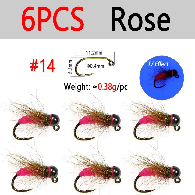 6pcs Rose Size 14