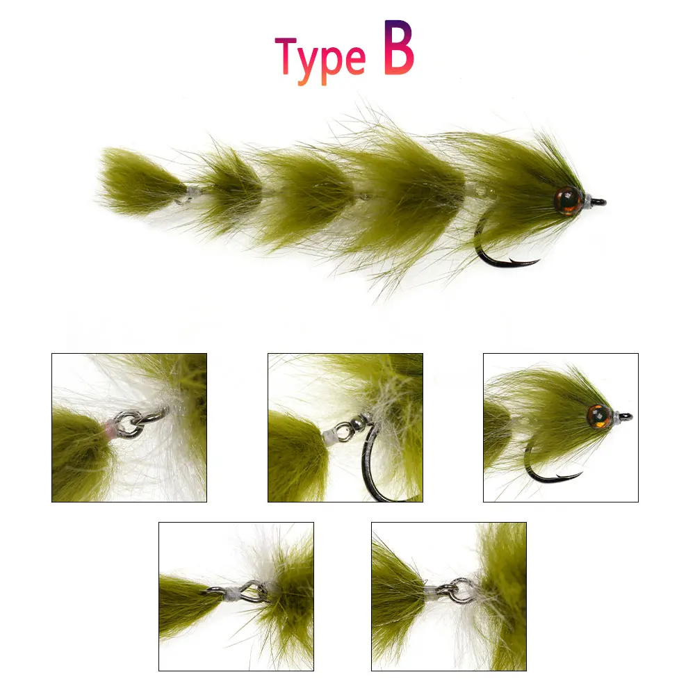 Bimoo-cambiador Finesse de 4,13 pulgadas, peces articulados, columna vertebral, mosca, cebos, trucha, lubina, Lucio, Tarpon, Señuelos de pesca de agua salada, 1/0 - imagen 4