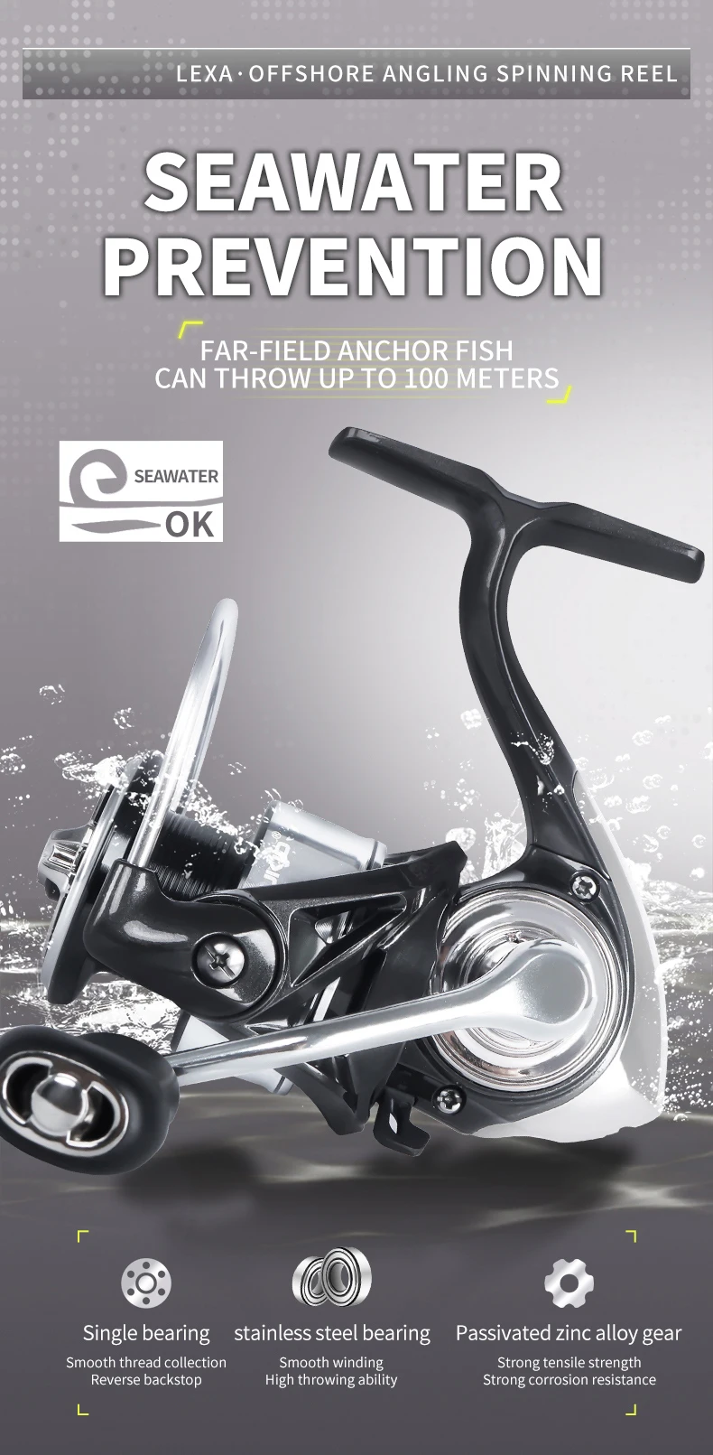 Experimente la emoción de la pesca en alta mar con el carrete de giro de pesca en alta mar de Lexa diseñado para la durabilidad y el rendimiento