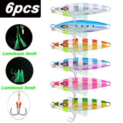 Señuelos de pesca de hundimiento lento de Metal, 6 uds., 100g, 150g-300g, plantillas de pesca, señuelos de agua salada, plantilla de lubina de Metal, Isca, señuelos de peces falsos artificiales