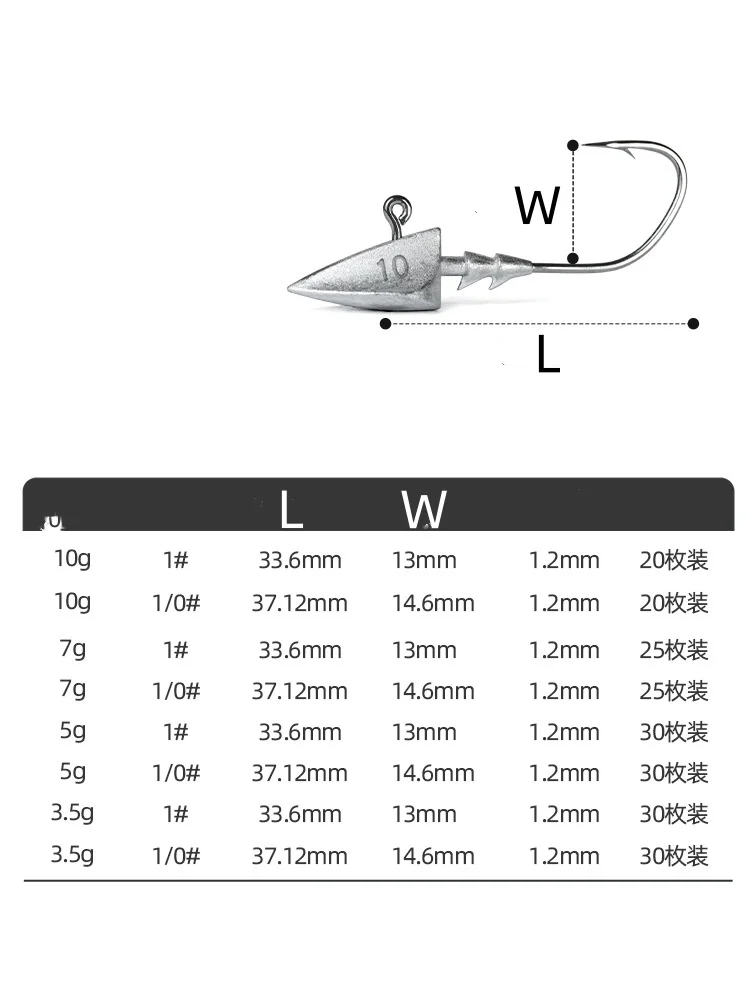 Anzuelo con cabeza de anzuelo de pesca, 4X, triángulo fuerte, cabeza de plomo, cola en T, anzuelos de gusano, cebo suave, 20-30 piezas en oferta - imagen 2