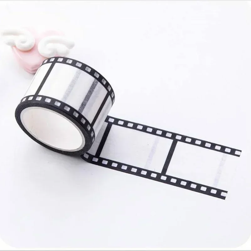 Cinta Washi de película para cámara en blanco y negro, 10 metros, pegatina decorativa DIY, herramientas de álbum de recortes, cinta adhesiva para álbum de fotos - imagen 3