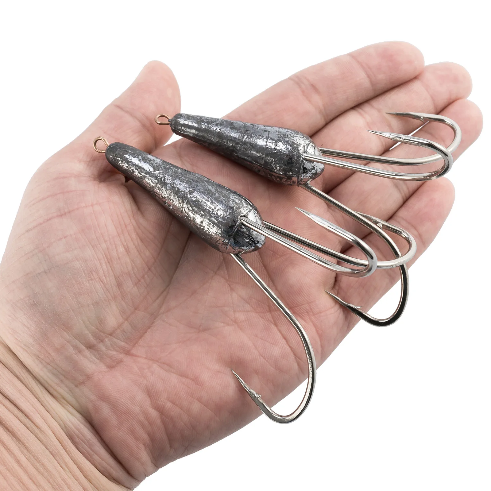 Anzuelos triples de pesca, pesas de plomo, plomos, púas de araña de agua salada, fundición afilada, Pesca de Mar, acero de alto carbono, halubut de atún, 5/10 Uds. - imagen 2